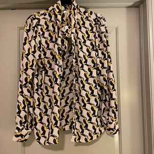 Avec Les Filles Toucan print pussybow blouse | XL